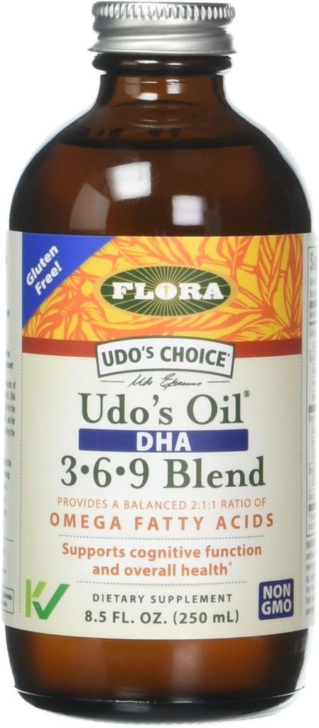 UDOのトリプルオメガ3-6-9 DHAオイルブレンド、8.5オンス - 非GMO&グルテンフリー
