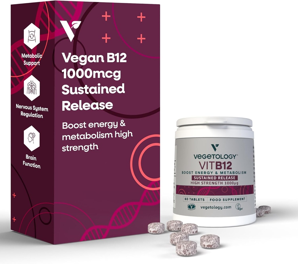 ビタミンB12サプリメント - エネルギーサポートのためのビーガンB12ビタミン - すべての年齢のためのVIT B12ビタミンサプリメント - ビタミンB12 1000マック(60タブ)