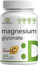 カプセルごとのマグネシウムのGlycinate 500mg (サービングごとの1000mg)のプラスのビタミンC、240のカプセル–容易な吸収のための100%のChelated–必須のミネラル補足