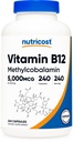 NutricostビタミンB12(メチルコバラミン)5000mcg、240カプセル - ベジタリアンキャップ、非GMO、グルテンフリーB12サプリメント