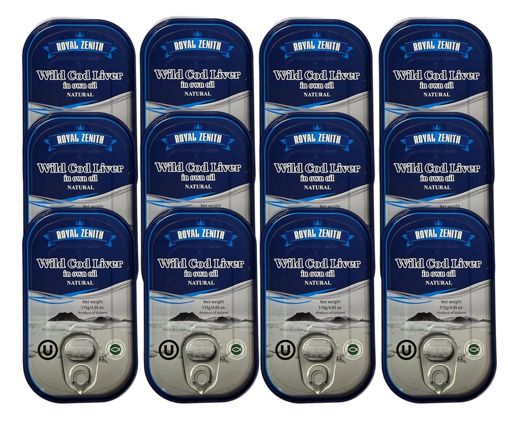 Royal Zenithアイスランドの野生のタラの肝臓 4.05oz/115g 12のパック