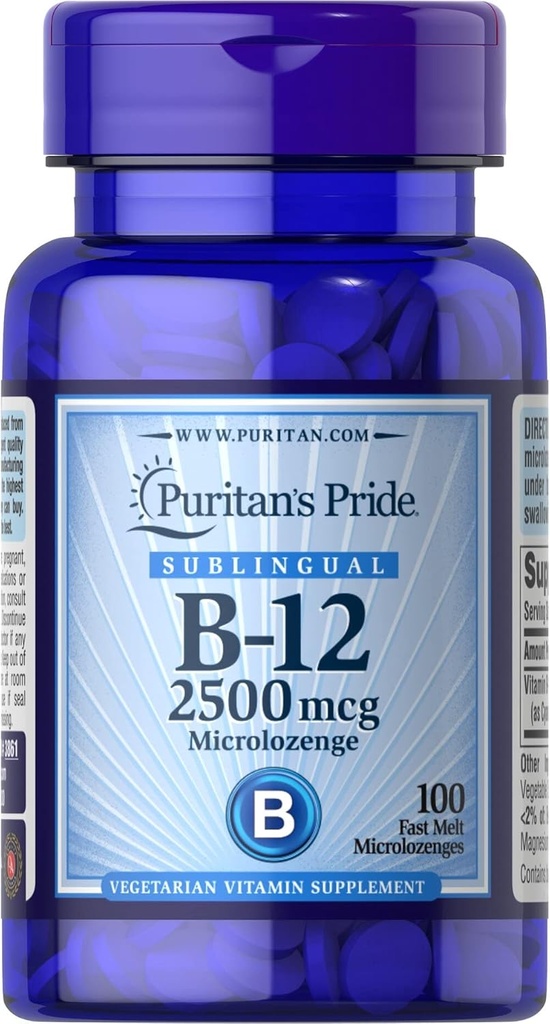 PuritanのプライドビタミンB-12 2500のmcg Microlozenges、100の計算
