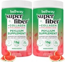 ベルウェイスーパーファイバーパウダー+コラージュ(2パック)、コラージュペプチドとガット健康、ヘルシースキン、ネイル、ボンベ&ジョイント、スイカ(21.2oz)のためのヒアルロン酸パウダー