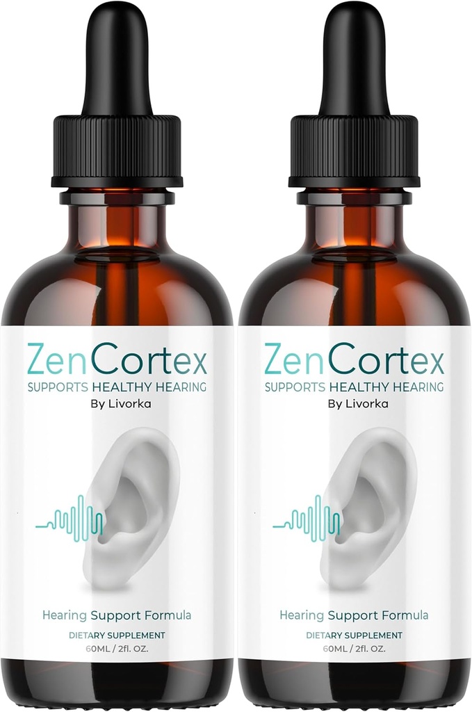 LIVORKA ZenCortex ドロップ、耳の健康のための液体サプリメント、健康な補聴器をサポート、60 日間 2 本のボトル - パック 2