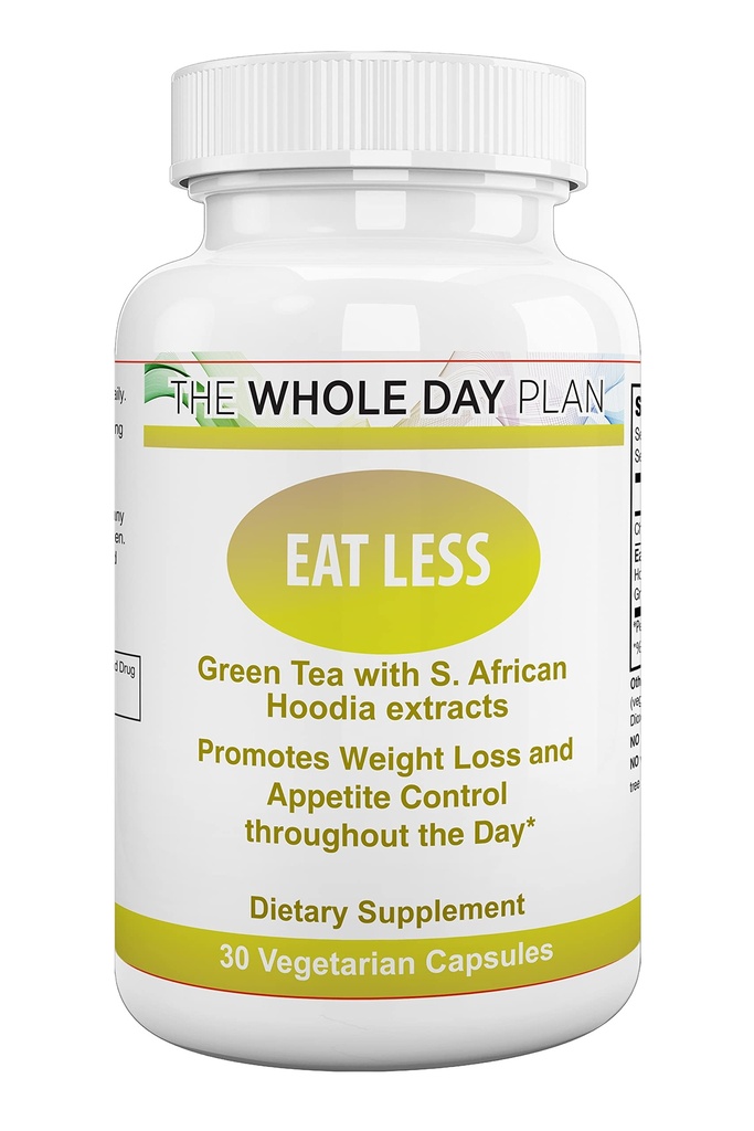 WHOLE DAY Plan EAT LESS - 女性と男性のための減量の丸薬 - 食欲抑制脂肪燃焼サプリメント、30カプセル、米国製