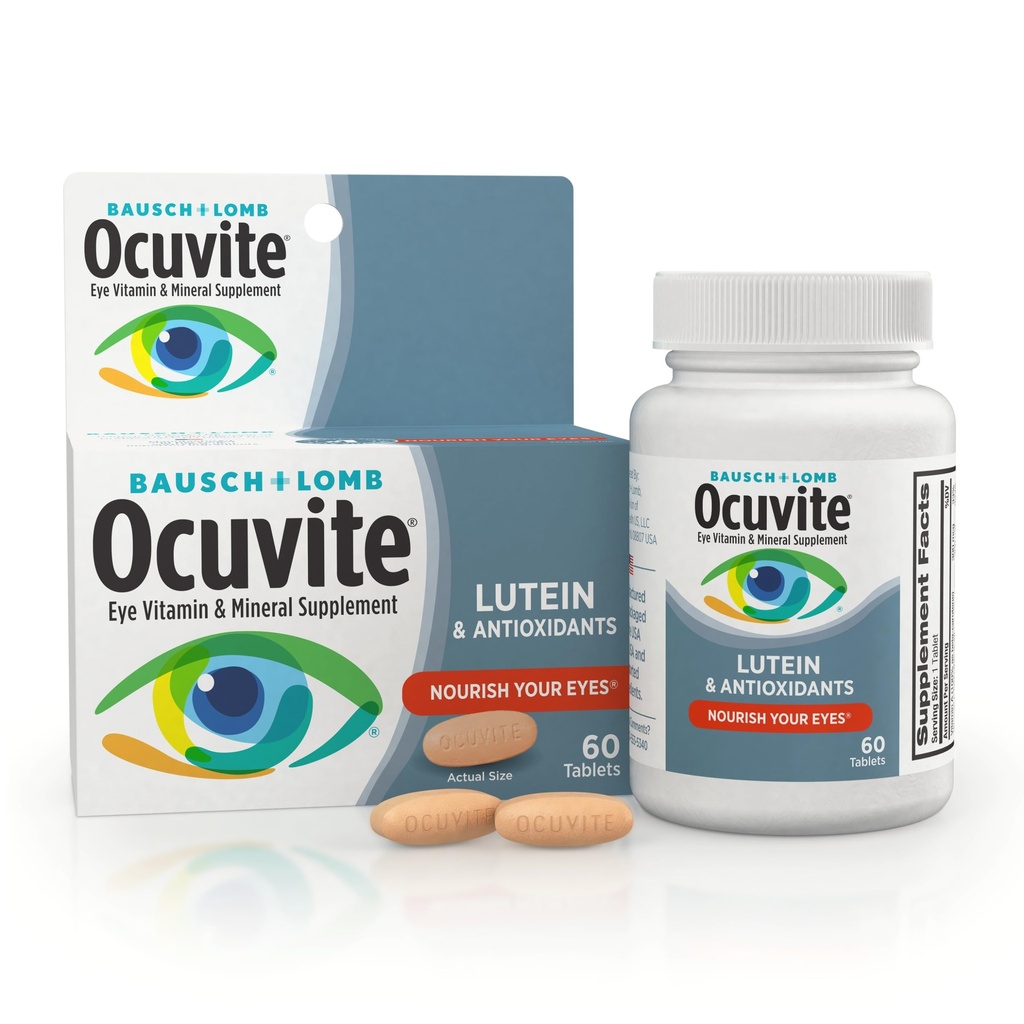 Ocuviteの目のビタミン及びミネラル補足、ルテイン及び酸化防止ビタミンA、C及びEの目の健康及びサポートのための亜鉛、目のためのビタミン、60のタブレット