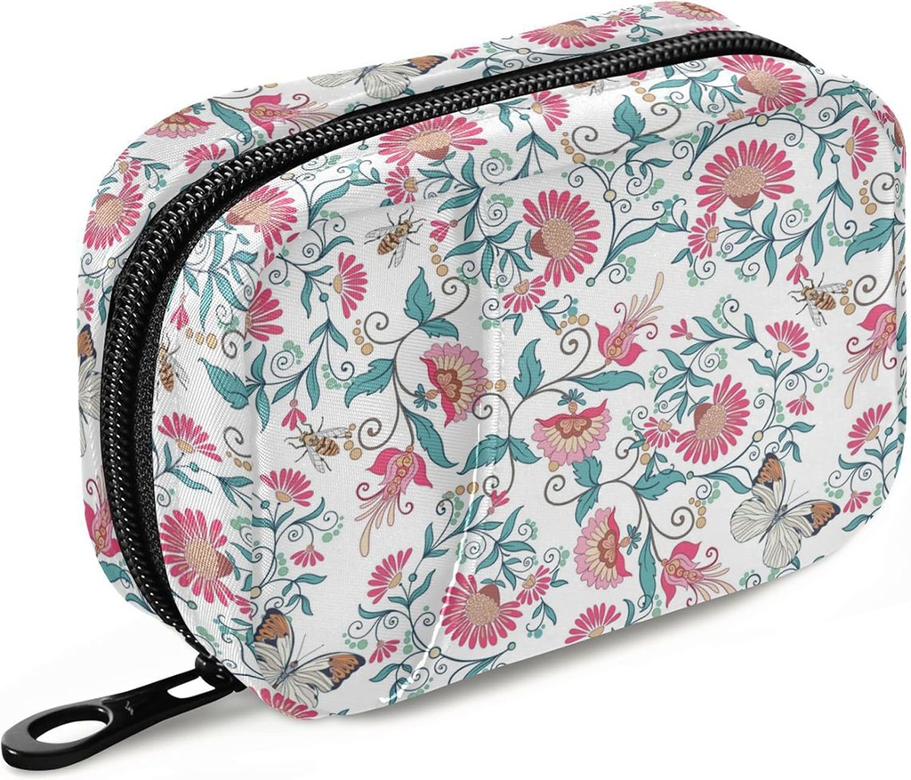 Naanle Paisleyの花蝶丸い箱7日の丸薬の箱旅行丸薬のホールダーが付いているPillのオルガナイザー袋はビタミンの補足のための携帯用ウィークリー ケースの密集したサイズを錠剤にします。