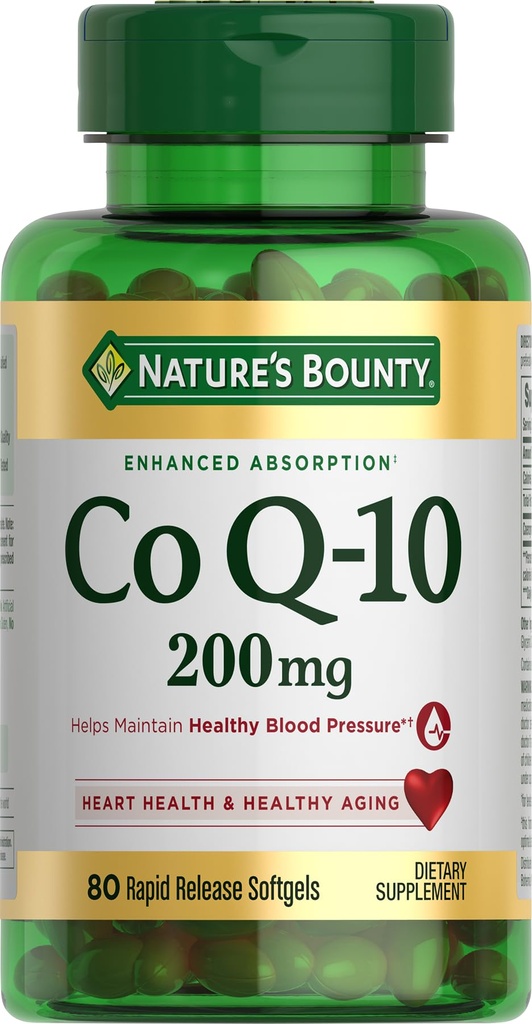 Nature's Bounty CoQ10、心の健康、栄養補助食品、200mg、80急速なリリースSoftgelsをサポート