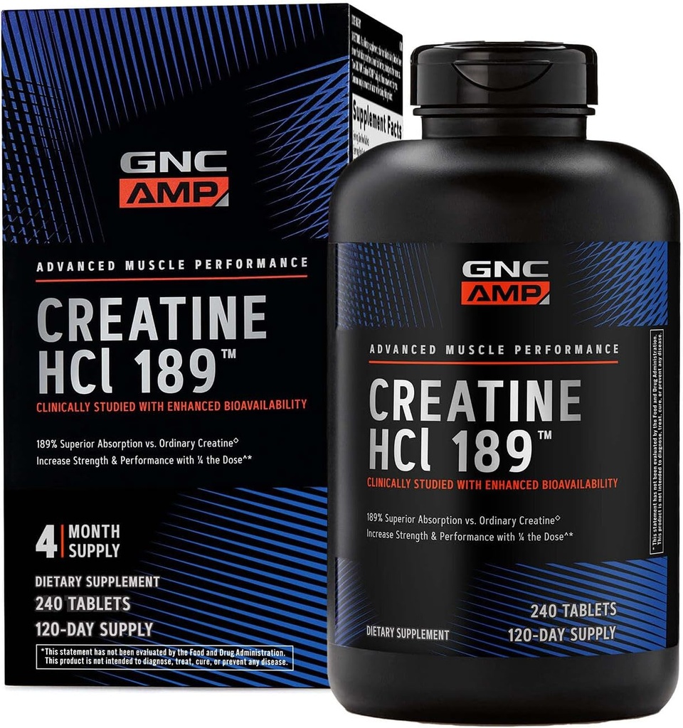 GNC AMPのクレアチンHCl 189の丸薬、臨床的に証明された強さ及び筋肉建築者、運動性能、エネルギー生産、回復補足、速い吸収、グルテンフリーの方式、120のサービング