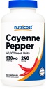 ヌトリコストカイエンペッパー530mg、240カプセル - 40,000ヒートユニット、グルテンフリー、非GMO