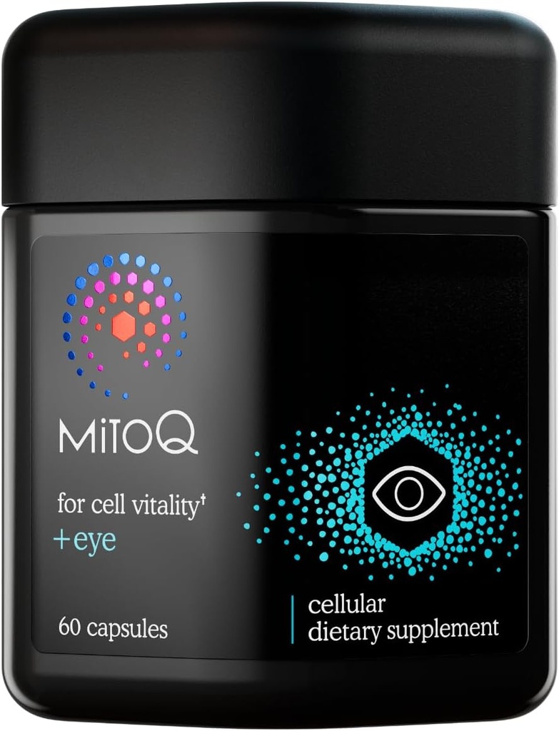 MitoQ +EyeアドバンストCoQ10抗酸化剤 - Mitoquinol Mesylate、Lutein、Zeaxanthin、Bilberry、Maritime Pine Bark - 目の健康、青い光のろ過および細胞の死亡率(60カプセル)をサポート