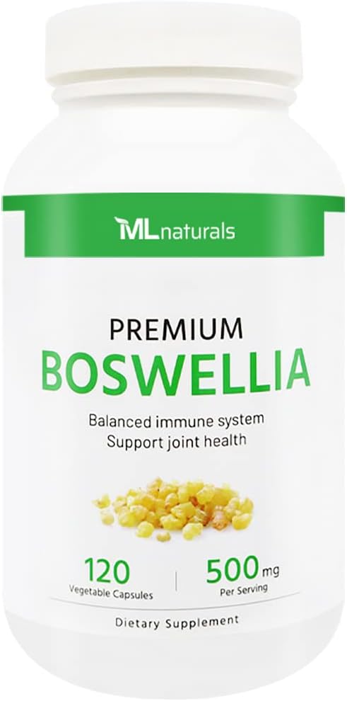 ML Naturals Premium Boswellia, 120 Vegetable Capsules (65% Boswellic Acids). Healthy Joint Support. Non-GMO, NSF-Certified & cGMP-Compliant