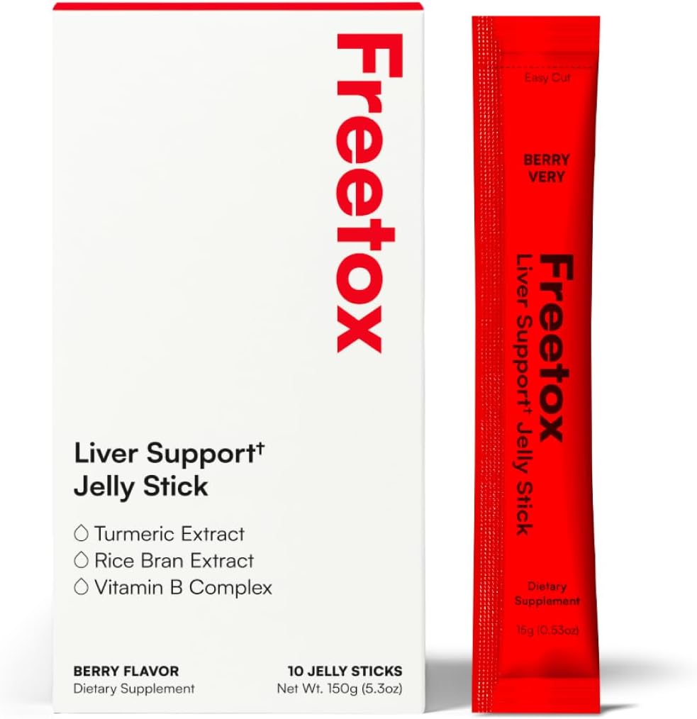 Freetoxの肝臓デトックスゼリースティック - プレパーティーハンガーサポート&翌日回復サプリメント - 水分補給+抗酸化剤 - ベリーフレーバー - 10スティックパック
