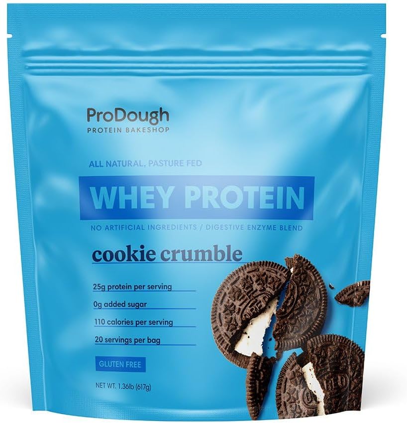 ProDough グルメ Whey Isolate 加水化プロテインパウダー シェイク ミックス - 簡単に消化酵素ブレンド、25g タンパク質/サービング、天然成分、グルテンフリー、Keto フレンドリー (Cookie Crumble)