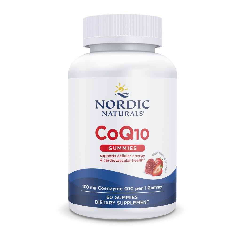 ノルディックナチュラルズコク10グミー、イチゴ - 60グミー - 100 mgコエンザイムQ10(CoQ10) - 素晴らしい味 - 心の健康、細胞エネルギー生産、抗酸化サポート - 非GMO、ビーガン - 60 サービング
