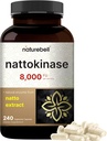 NatureBell Nattokinase Supplement 8,000 FU Per Serving, 240 Veggie Capsules | Traditional Natto Extract Source – Max Strength Enzyme & Heart Health Support – Non-GMO