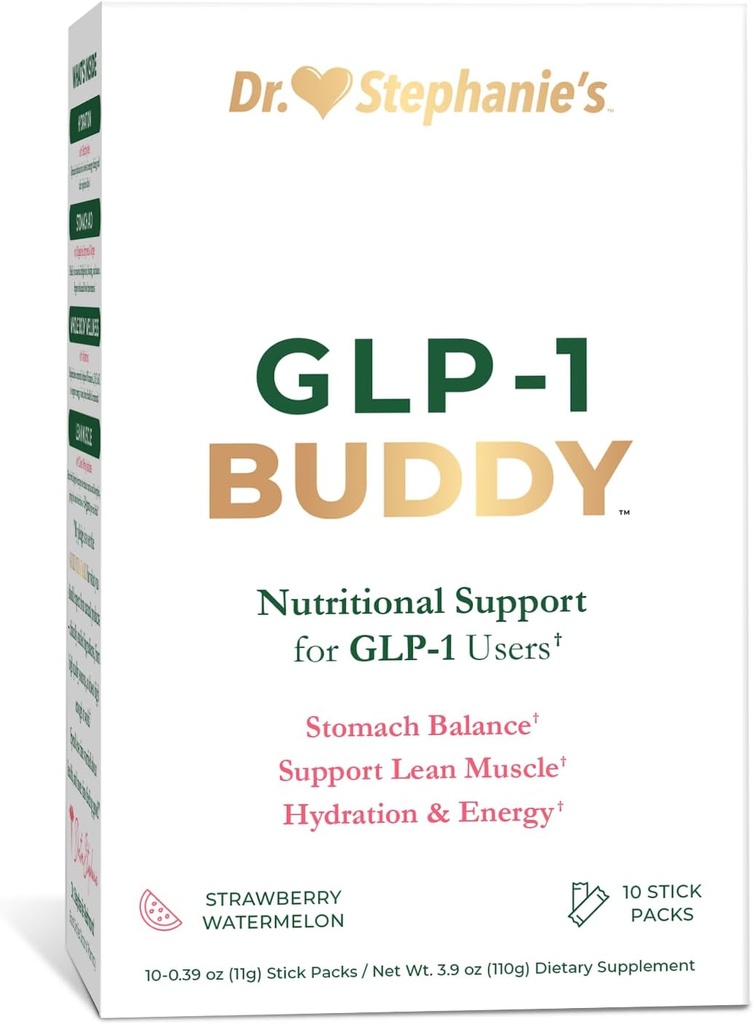 Dr. StephanieのGLP-1 Buddy Pair with GLP-1 Boosters for Best Results - Digestive Support, Preserve Lean Muscle, Replenish Vitamins - イチゴのスイカドリンクミックス
