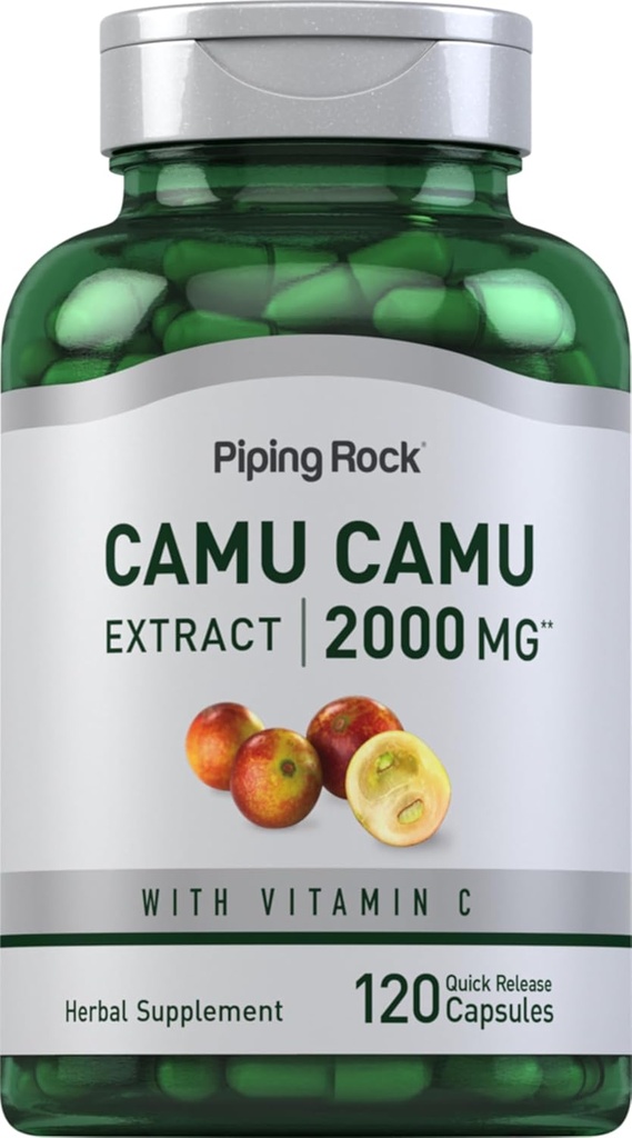 ピッピングロック カム カプセル 2000mg | 120 丸薬 | フルーツエキス | ビタミンC | ノンGMO グルテンフリーサプリメント