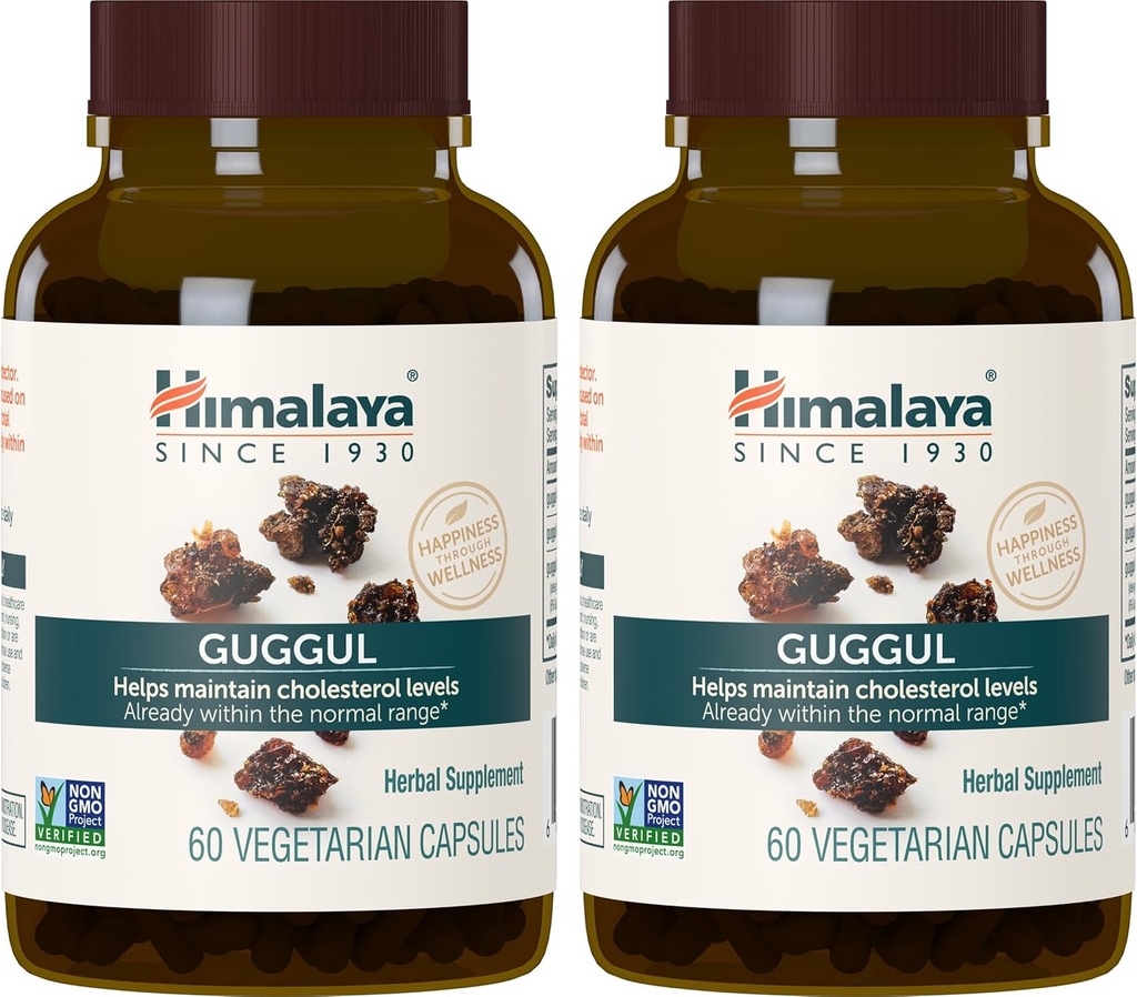 Himalaya Guggul、健康な LDL、HDL および Triglyceride のレベル、750 の mg、60 のベジタリアン カプセル、1 か月の供給、2 のパックのためのコレステロールの補足