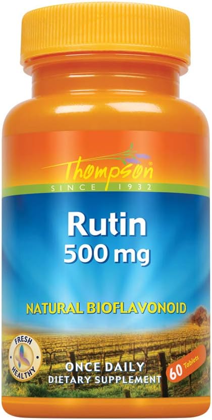 Thompson Rutin 500mg | バイオフラボノイド・抗酸化剤 | ヘルシーな血管系サポート | GMO・ヴィーガン | ラボ検証済み | 60錠