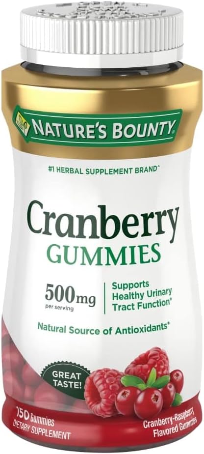 Nature's Bountyクランベリーグミー、尿路サポート、500 mg、クランラズベリー味、150 Ct