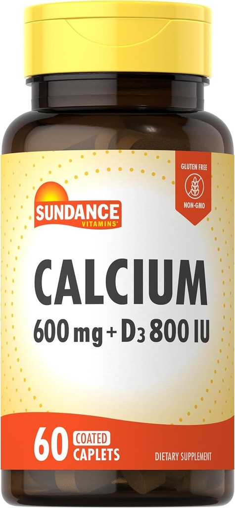 サンダンスカルシウム 600mg D3付 | 60カプレット | ベジタリアン・非GMO・グルテンフリー対応サプリメント