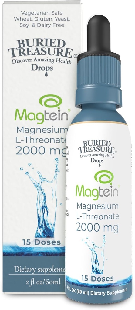 Buried Treasure Magtein - 2 oz. 15 Doses, Brain Health Magnesium L-Threonate for Enhanced Memory and Sleep