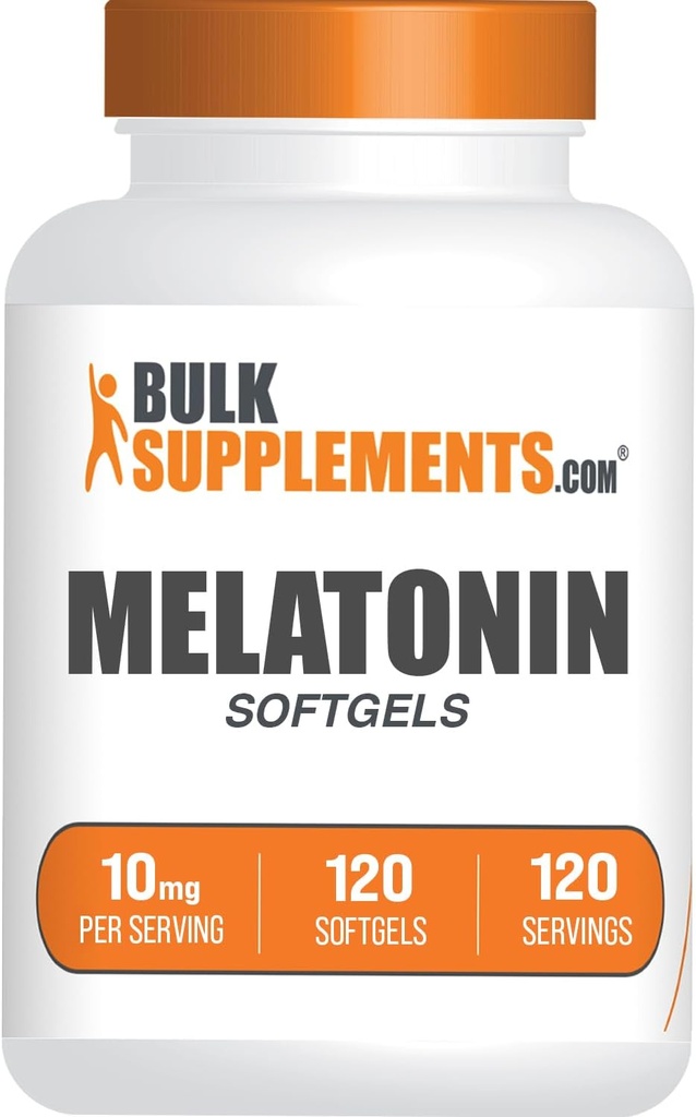 BulkSupplements.com Melatonin 10 mg Softgels - Melatonin for 大人, 睡眠サプリメント - 10mg Melatonin per サービング, グルテンフリー, 1 サービングあたりSoftgel, 120 カウント (パッケージ 1)