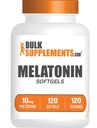 BulkSupplements.com Melatonin 10 mg Softgels - Melatonin for 大人, 睡眠サプリメント - 10mg Melatonin per サービング, グルテンフリー, 1 サービングあたりSoftgel, 120 カウント (パッケージ 1)