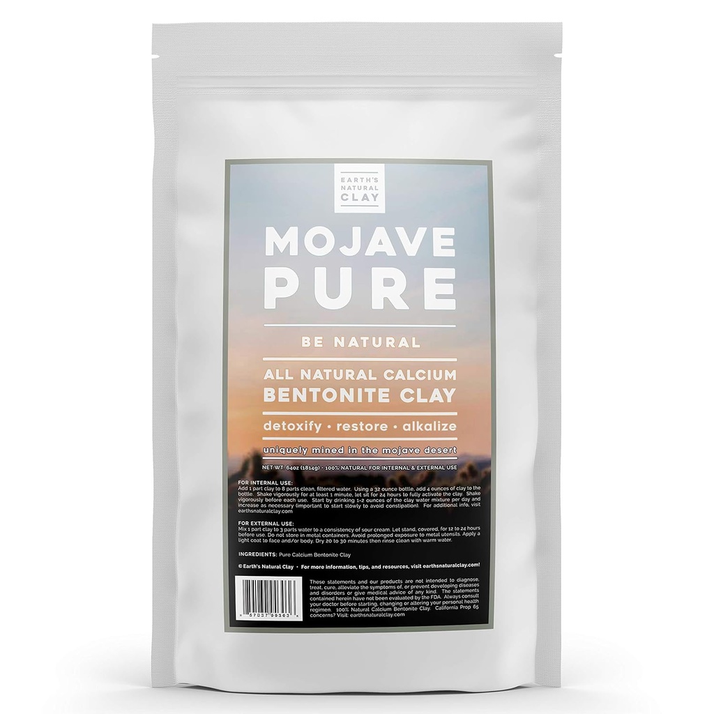 カルシウム ベントナイト クレイパウダー | 内外用用 | 64oz | 医薬グレード モンモリロナイト | 地球の自然クレイ