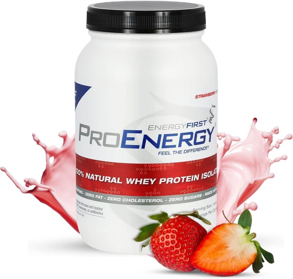 EnergyFirst グラスフェッド Strawberry Whey Protein Isolate (2lb), High-Protein Shake 食事の交換と回復, Non-GMO, Gluten-Free, 37 サービング