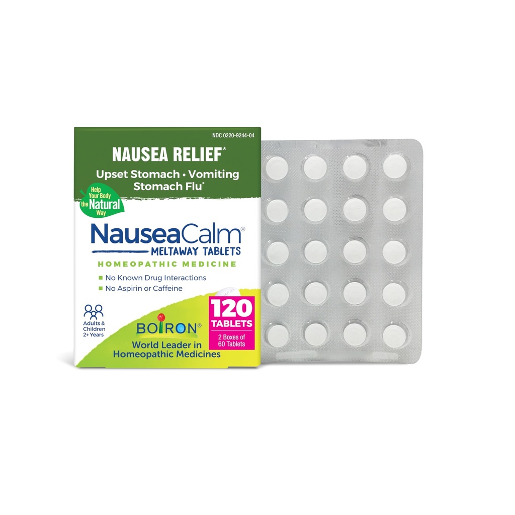 Boiron NauseaCalm は、Stomach Flu、Overindulgence、または Motion Sickness - Non-Drowsy - 120 カウント (2 パック 60) により、Upset Stomach、Nausea、および Vomiting のリリーフを支持します。
