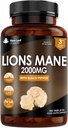 New Leaf Products Lions Mane Mushroom Extract Supplement 2000mg - 180 High Strength Vegan Tablets with Black Pepper - (Not Powder or Capsules) Made in The UK