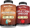 Nutriveinの優れたAppleのサイダーの酢のカプセル及びマグネシウムL-Threonateの束:高吸収性のマグネシウムのThreeonateの補足およびAppleのサイダーのVinegarは頭脳、ガット、及び全面的な井戸のための補足します