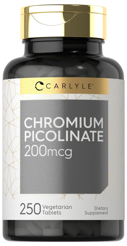 カルライルクロムピコリン酸 200mcg | 250 ベジタリアン錠 | 高吸収 | ノンGMO グルテンフリーサプリメント