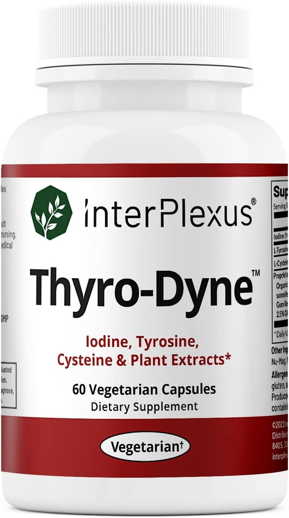 InterPlexus Thyro-Dyne - Iodine、Thyroidサポートのためのチロシン及び植物のエキス - グルテンフリー、酪農場無料、大豆無料 - 60カプセル(30のサービング)