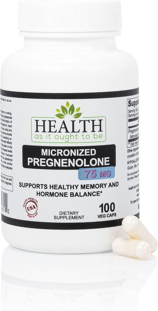 Pregnenolone 75mgの補足であるので健康–純度および強さのためにテストされる高められた吸収のためのMicronizedの形態  100のカプセル