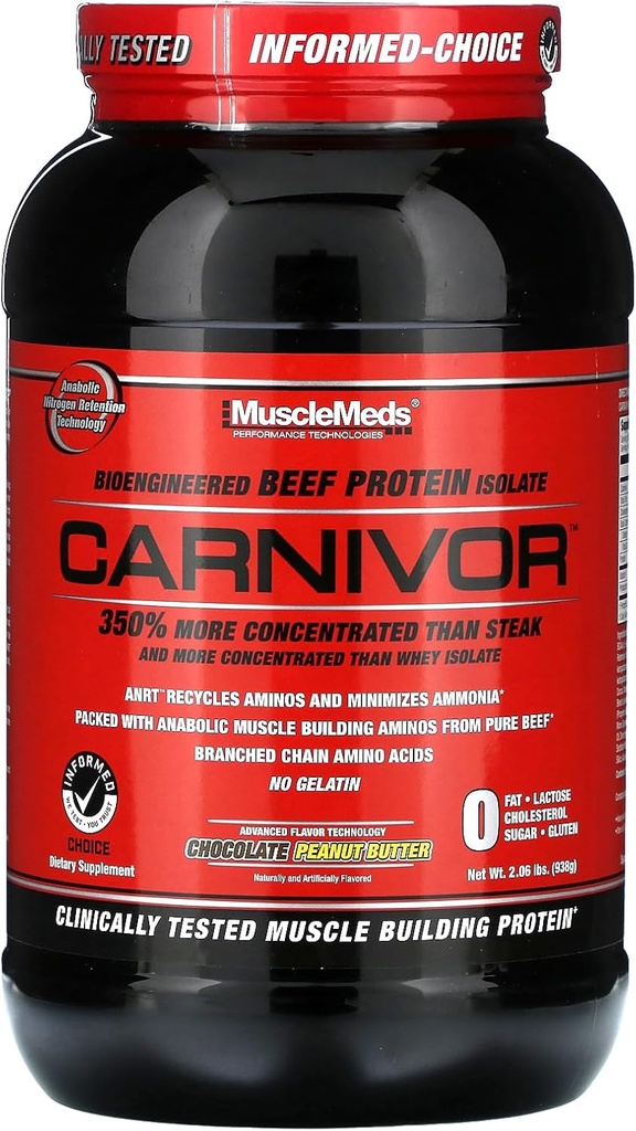 MuscleMeds の肉蛋白質の隔離の粉、23のグラム蛋白質、0の脂肪、0の砂糖、0のコレステロール、乳糖は、チョコレートピーナツのバター、2.2ポンド、28のサービング放します