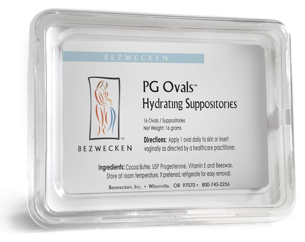 Bezwecken – PG Ovals – 16 Oval Suppositories – 同じ信頼できる式, 新しい改良された形状 – プロフェッショナルは、すべての年齢の女性における腟の乾燥を軽減するために処方 – プロゲステロンだけ代替