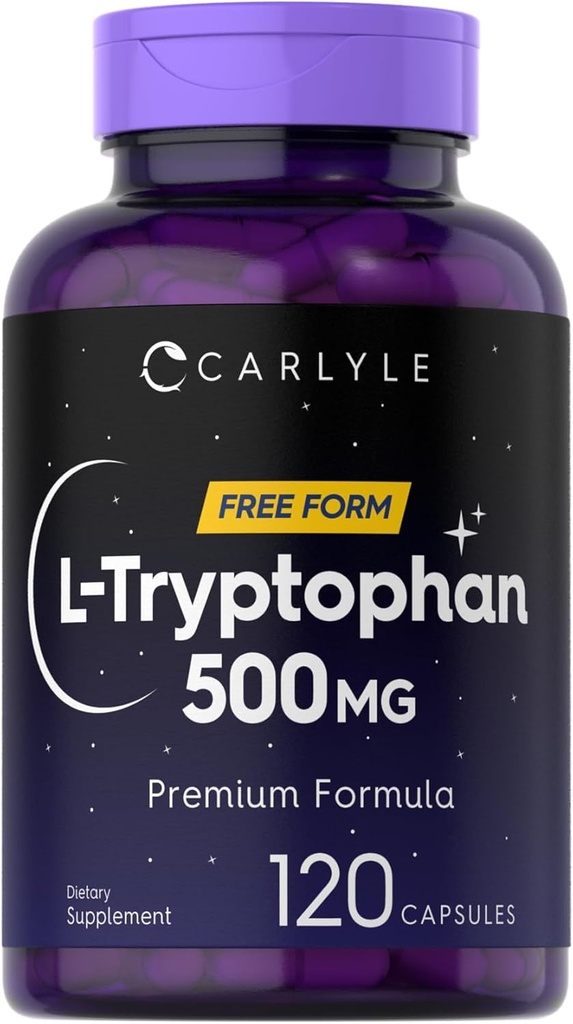 カーライル L-Tryptophan 500mg | 120カプセル | アミノ酸サプリメント | 無料フォーム | プレミアムフォーミュラ | 非GMO&グルテンフリー