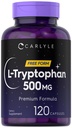 カーライル L-Tryptophan 500mg | 120カプセル | アミノ酸サプリメント | 無料フォーム | プレミアムフォーミュラ | 非GMO&グルテンフリー