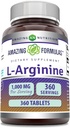 アメージングフォーミュラ L-アルギニンサプリメント | サービングごとの1000 Mg | 錠 | 女性&男性のためのアミノ酸サプリメント | 非GMO | グルテンフリー | アメリカ製 (360 カウント)