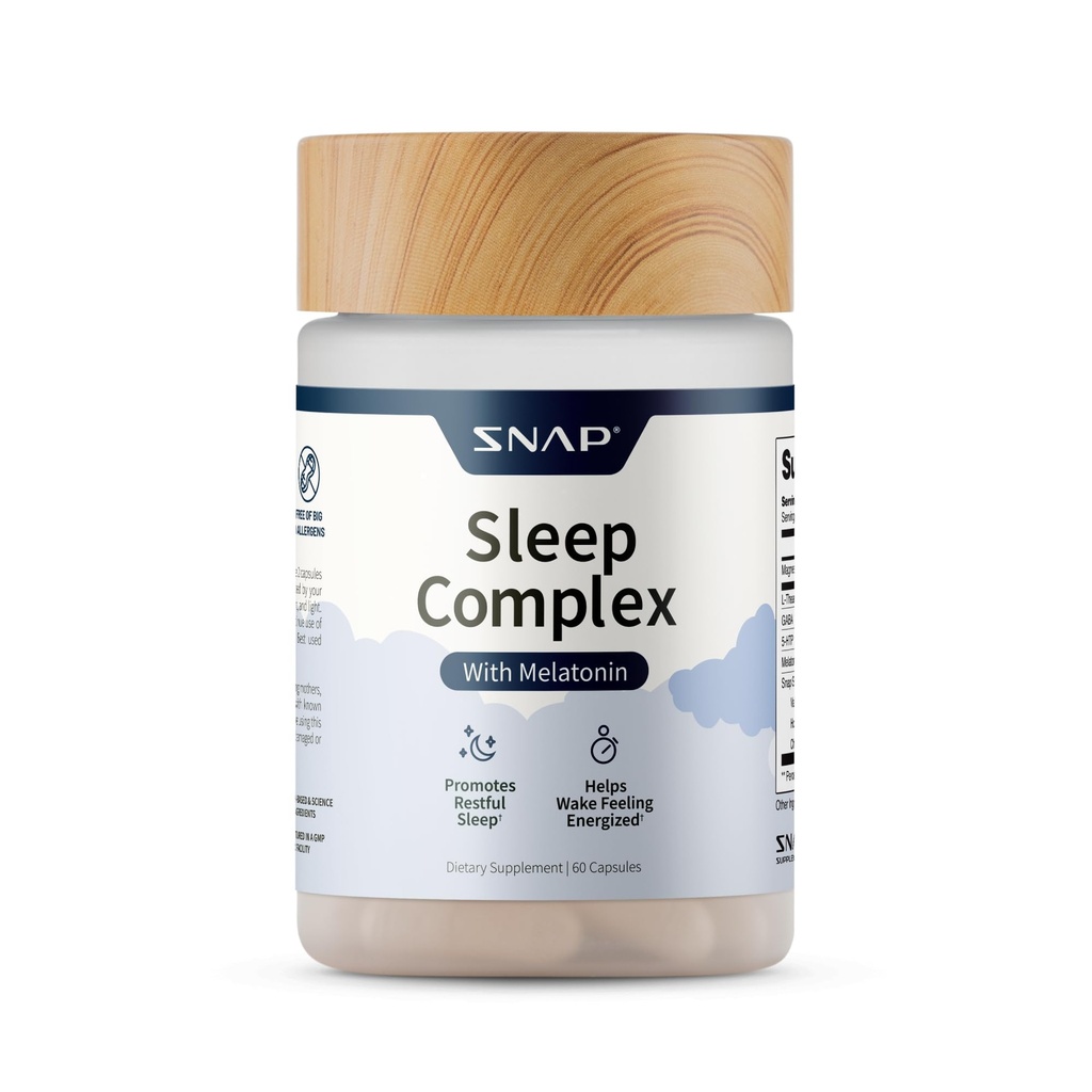 スナップは、メラトニンとヴァレリアンルートで自然な睡眠補助金を補います - リラックスをサポート, 残りの深い睡眠と夜間の回復 - 60カプセル
