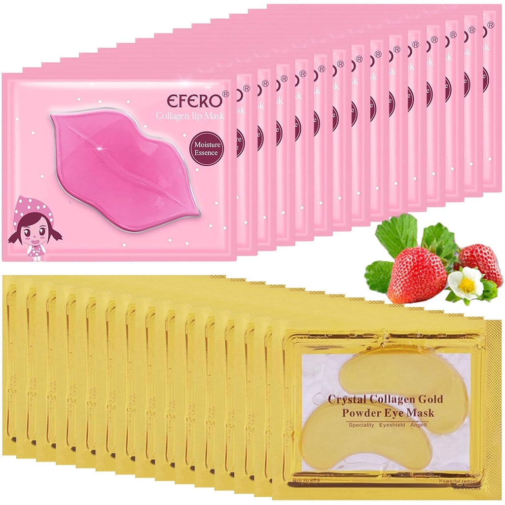 30組の唇のマスク及び目のマスクの下、Puffyの目のための目のパッチの下の24K金の水晶コラーゲン、唇のマスクは効果的に唇及び目の皮、良いライン及び暗い円を減らす目のマスクを養います