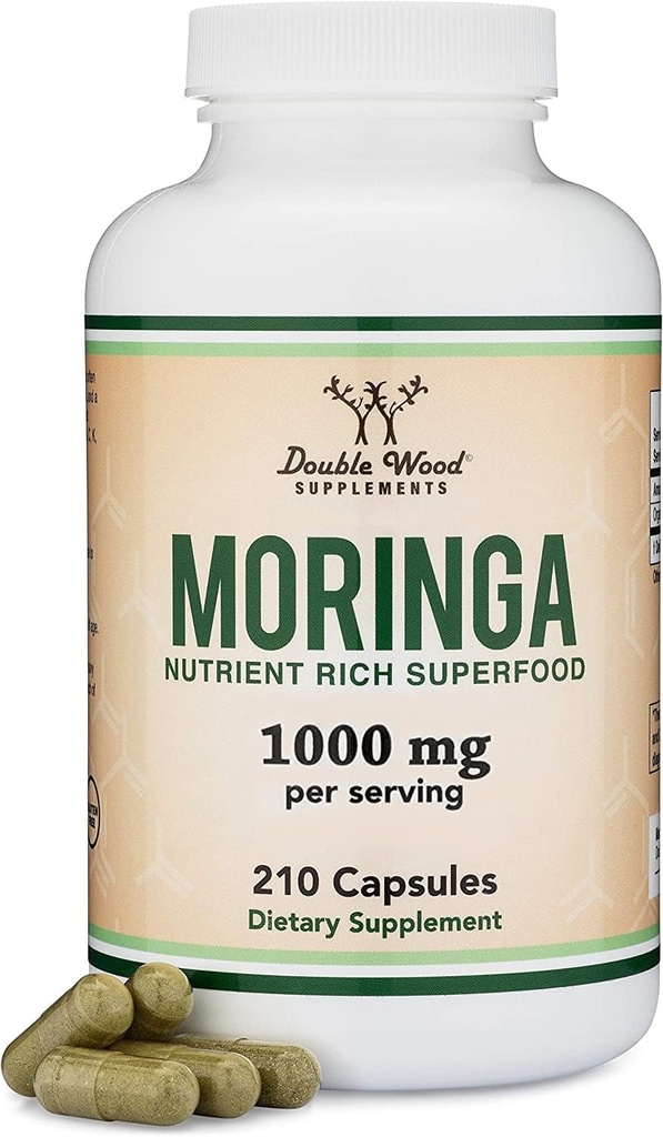 DWS有機モリンガカプセル1000mg - エネルギー&免疫サポートのための純粋なモリンガパウダー - 抗酸化物質、エッセンシャルビタミン&アミノ酸のグリーンスーパーフード - 105ビーガンカプセル