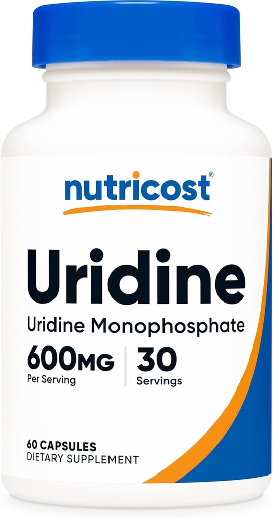 Nutricost Uridine Monophosphate 60 Capsules, 600 mg per Serving - Vegan, 30 Servings