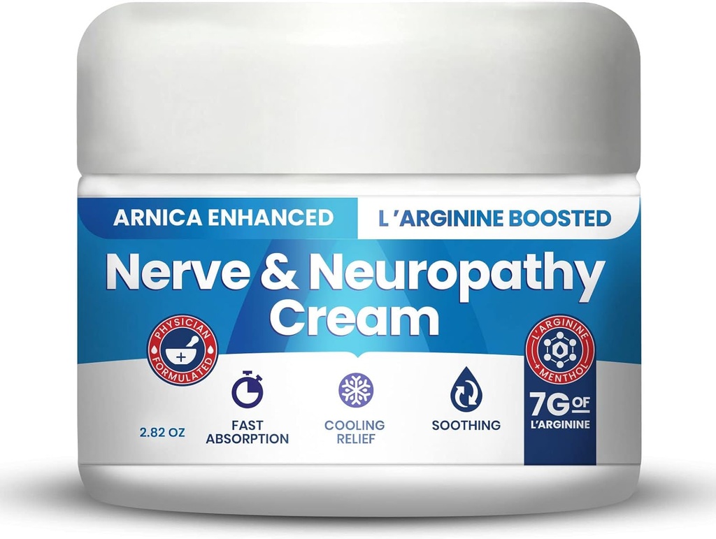 Neuropathy Cream Arnica Enhanced and L’Arginine Boosted Formula - Maximum Strength Relief for Foot, Hands, Legs, Toes Includes 7grams of L’Arginine; Vitamin B6, MSM, Arnica, Aloe -2.82oz