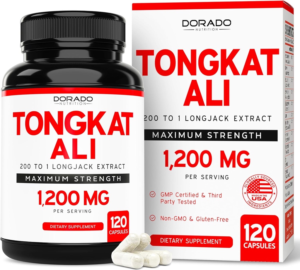 Tongkat Ali For Men 1200mg (200 to 1 Extract) - 120 Capsules - Longjack Supplement - Premium Tonkat-Ali Supplement - Support Strength, Drive, Athletic Performance & Muscle Mass - Gluten Free & Non-GMO