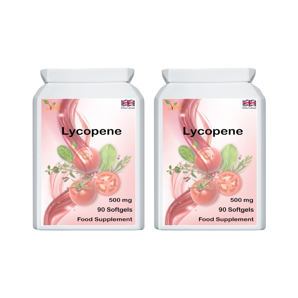 Ved Lycopene 500のmg   90のsoftgelの6か月の供給。(2のパック)