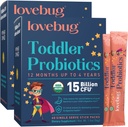 LOVEBUGキッズプロバイオティックパウダープレバイオティックファイバー - トドル免疫サポート&便秘救済 - 子供のためのUSDAオーガニックプロバイオティクスグアット&消化器の健康(エイジ1-4) - 60パック(未熟)
